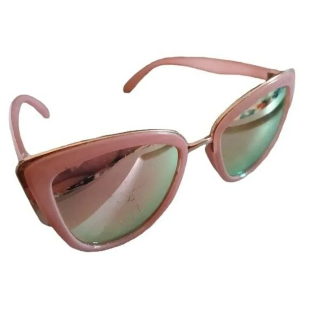 Guess Cat Eye Sunglasses Pink Rose Gold Mirrored Hardcase Women's Woman's